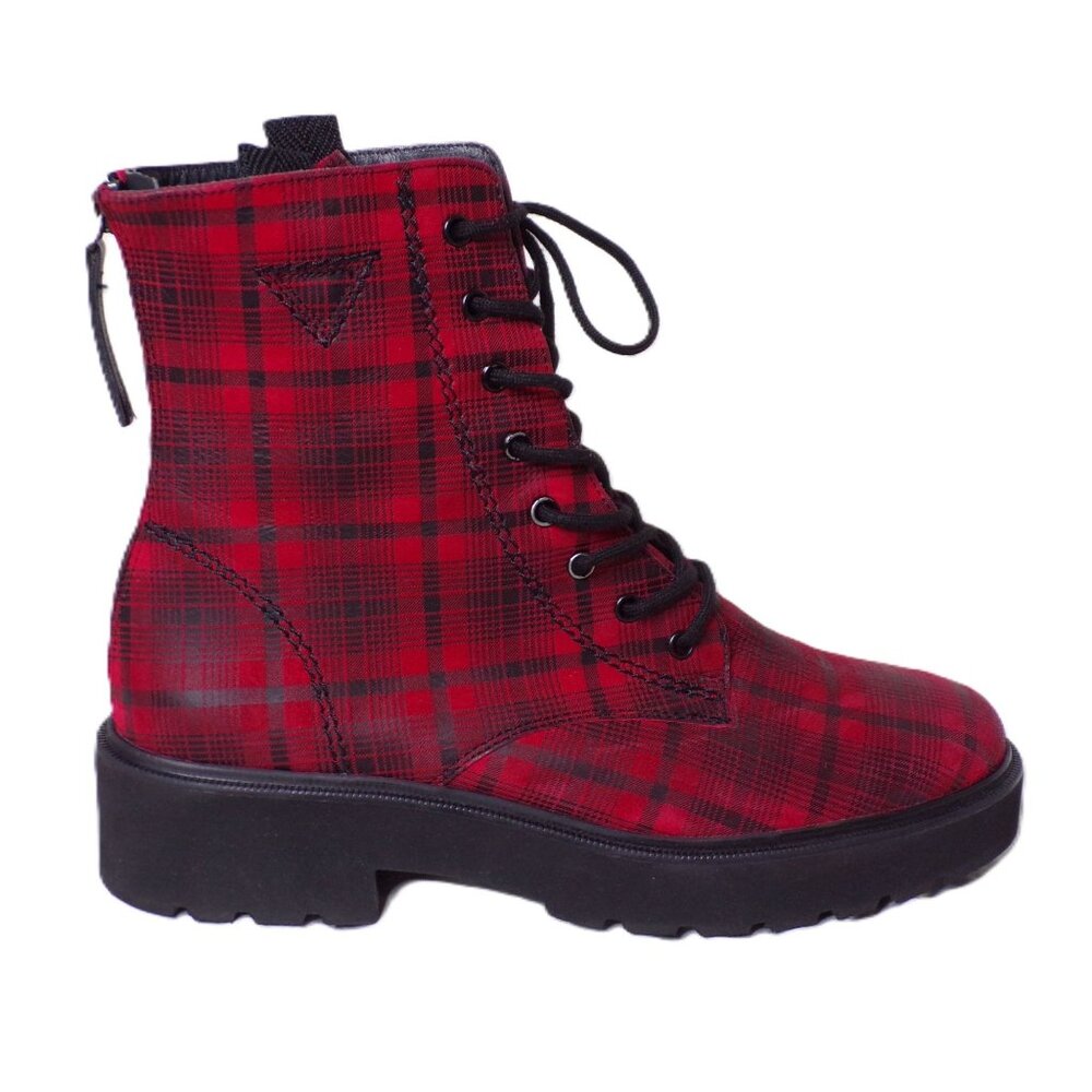 🆕 PAUL GREEN Bronx Platform Ankle Boot 9 Red Plaid - Picture 5 of 10